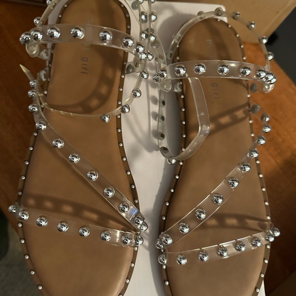 Madden Girl 9.5 Clear Studded Sandals - Picture 2 of 8
